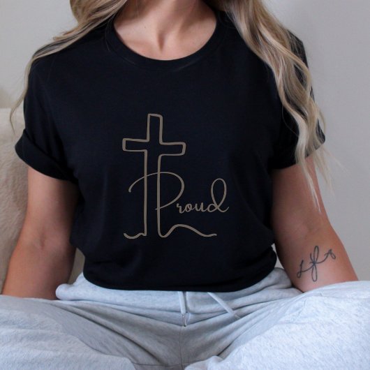 Minimalist Trots Christelijk Cross Script Dark T-shirt