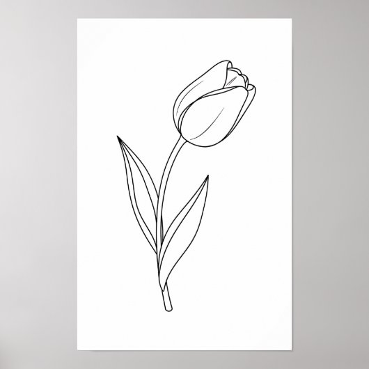 Minimalist Tulip Line Drawing Poster (Voorkant)