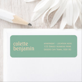Minimalist Turquoise-Green & Pale Peach Address Etiket