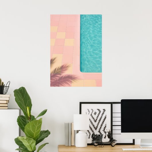 Minimalist Turquoise Pool Poster (Thuiskantoor)