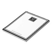 Minimalist Two Boarder Monogram Name Black White Notitieblok (Linkerzijde)