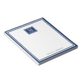 Minimalist Two Boarder Monogram Name Navy Blue Notitieblok (Schuin)