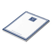 Minimalist Two Boarder Monogram Name Navy Blue Notitieblok (Linkerzijde)