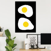 Minimalist Two Fried Eggs Kitchen Art Poster (Thuiskantoor)
