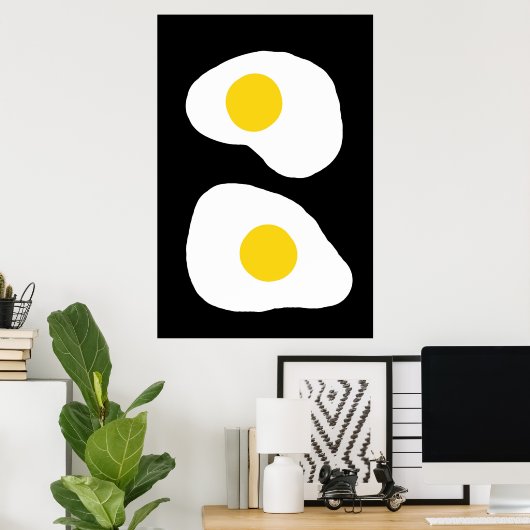 Minimalist Two Fried Eggs Kitchen Art Poster (Thuiskantoor)