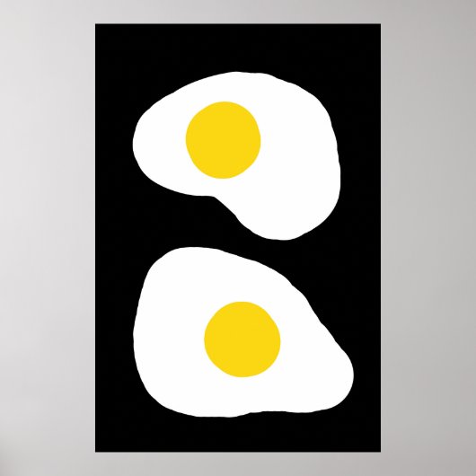 Minimalist Two Fried Eggs Kitchen Art Poster (Voorkant)
