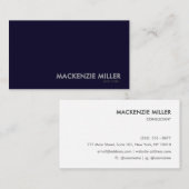Minimalist Two-Tone Navy Blue & White Visitekaartje (Voorkant / Achterkant)