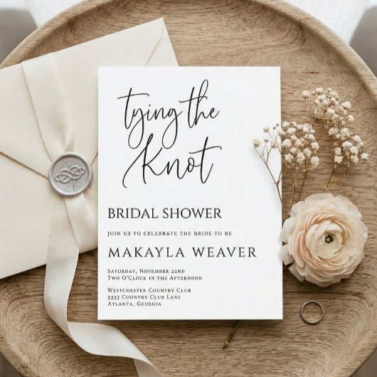 Minimalist Tying the Knot Bridal Shower Invitation Kaart