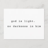 Minimalist Typographic God is Light Postcard Briefkaart (Voorkant)