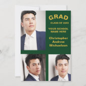 Minimalist Typography 3 Photo Graduation Aankondiging (Voorkant)