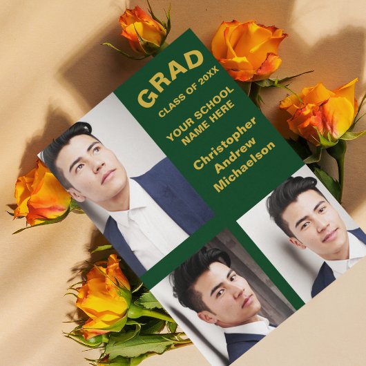 Minimalist Typography 3 Photo Graduation Aankondiging