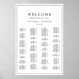 Minimalist Typography Alphabetical Seating Chart Poster