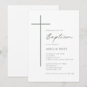 Minimalist Typography cross baptism Kaart (Voorkant / Achterkant)