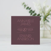 Minimalist Typography Elegant Burgundy Wedding Kaart (Staand voorkant)