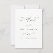 Minimalist Typography Olive Green Wedding Save The Date (Voorkant)