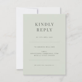 Minimalist Typography Pale Sage RSVP Kaartje