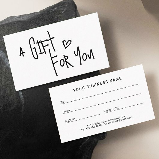 Minimalist Typography Professional Gift Cards Contactkaartje