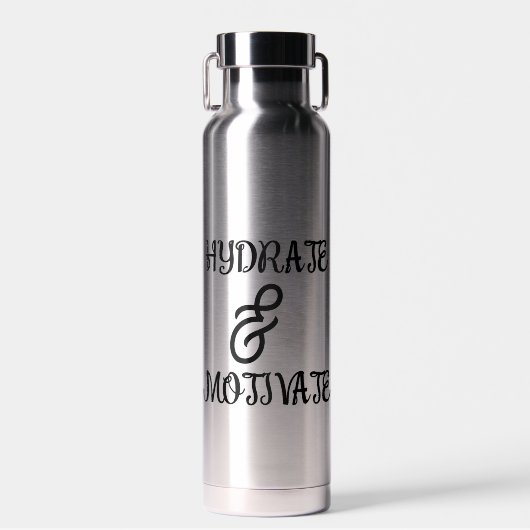 Minimalist Typography Water Bottle - Hydrate Waterfles (Voorkant)