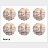 Minimalist Typography Wedding Photo Round Ronde Sticker (Vel)