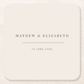 Minimalist Typography Wedding Soft Beige Kartonnen Onderzetters (Voorkant)
