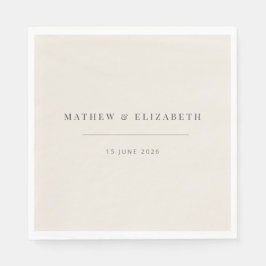 Minimalist Typography Wedding Soft Beige Servet
