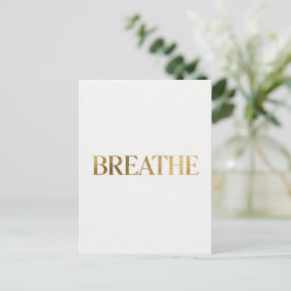 Minimalist typography with gold word breathe briefkaart