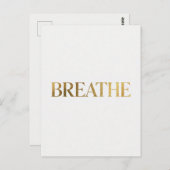 Minimalist typography with gold word breathe briefkaart (Voorkant / Achterkant)