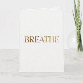Minimalist typography with gold word breathe kaart