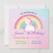 Minimalist Unicorn Rainbow Glitter verjaardag Kaart (Voorkant)