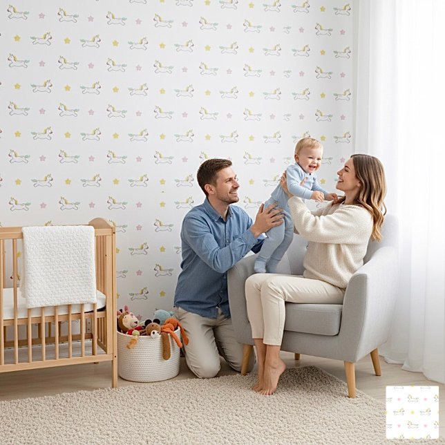 Minimalist Unicorns and Stars Pattern Behang (Creator heeft geüpload)