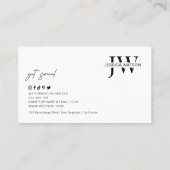 Minimalist Unique Modern Monogram Logo Black White Visitekaartje (Achterkant)