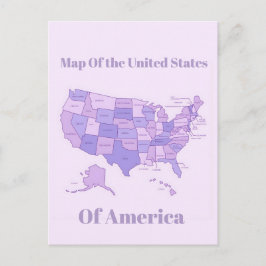 Minimalist United States Map Pink Purple Art Briefkaart