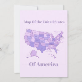 Minimalist United States Map Pink Purple Art Feestdagenkaart