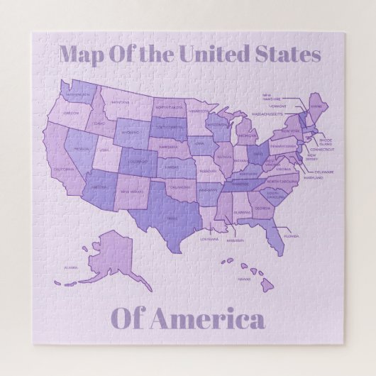 Minimalist United States Map Pink Purple Art Legpuzzel (Verticaal)