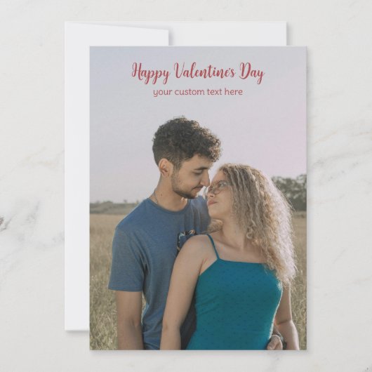Minimalist Valentine's Day Custom Photo Card Kaart (Voorkant)
