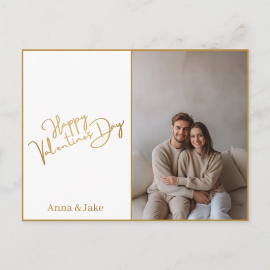 Minimalist Valentine's Day Custom Photo & Text  Briefkaart (Voorkant)