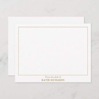 Minimalist van het bureau van Square Border Gold Notitiekaartje