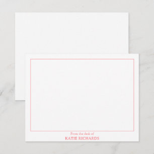 Minimalist Van het bureau van Square Border Pink Notitiekaartje