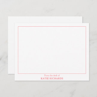Minimalist Van het bureau van Square Border Pink Notitiekaartje