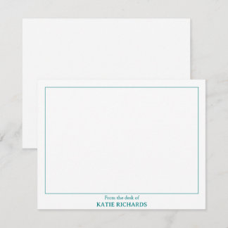 Minimalist Vanaf het bureau van Square Border Blau Notitiekaartje