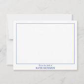 Minimalist Vanaf het bureau van Square Border Blue Notitiekaartje (Voorkant)