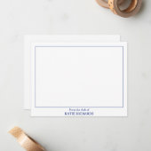 Minimalist Vanaf het bureau van Square Border Blue Notitiekaartje (Voorkant / Achterkant in situ)