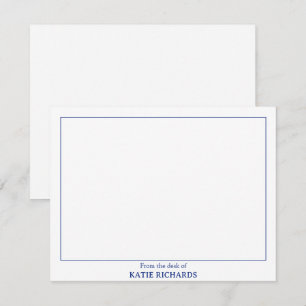Minimalist Vanaf het bureau van Square Border Blue Notitiekaartje