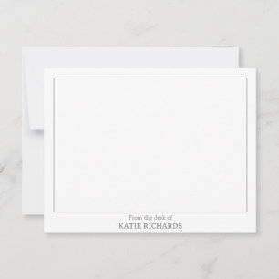 Minimalist Vanaf het bureau van Square Border Grey Notitiekaartje