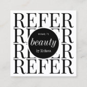 Minimalist Verwijs een Vriend Zwart & Wit Chique S Aanbevelingskaartje (Voorkant)