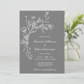 Minimalist Verzamelde Wildbloemen Bruiloft Kaart (Staand voorkant)