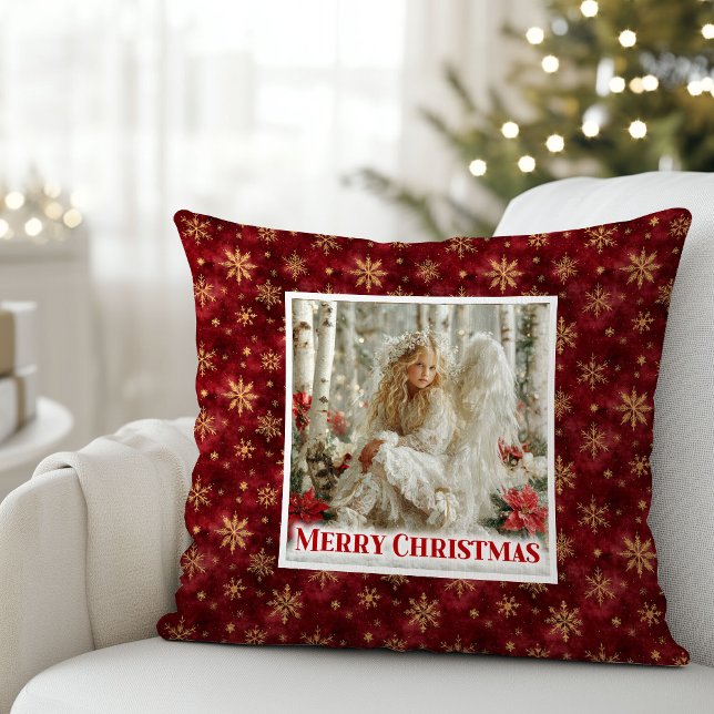 Minimalist Victorian Angel Red Gold Holiday Xmas Kussen (Minimalist Victorian Angel Red Gold Holiday Christmas Pillow

)