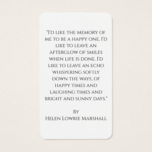 Minimalist viert de Kaart van het levensfotogebed (Achterkant)