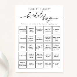 Minimalist Vind de Gast Bridal Bingo Game Kaart