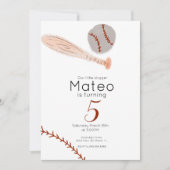 Minimalist Vintage Baseball Birthday Party Kaart (Voorkant)
